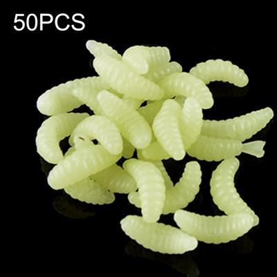 HENGJIA SO106 50 stuks 20mm simulatie brood aas wormen Crescent zachte aas paard vissen Worm aas vistuig (Beige)