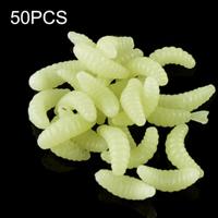 HENGJIA SO106 50 stuks 20mm simulatie brood aas wormen Crescent zachte aas paard vissen Worm aas vistuig (Beige)