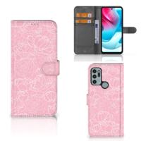 Motorola Moto G60s Hoesje White Flowers | Portemonnee hoesje
