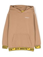 Off-White Kids hoodie en coton à bande logo - Tons neutres