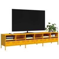 Tv-meubel 202x39x43,5 cm koudgewalst staal mosterdgeel
