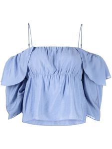 Vince blouse volantée à épaules dénudées - Bleu