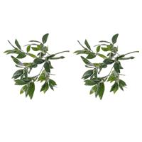 Bellatio flowers & plants Kunstplant laurierblad - 2x - Kunsttakken - groen - 48 cm
