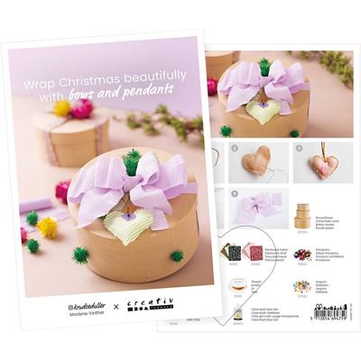 Creativ Company Ansichtkaart, pak kerst mooi in met strikjes en hangers, a5, vel 14,8x21 cm, 1 stuk