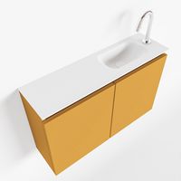Toiletmeubel Mondiaz Ture | 80 cm | Meubelkleur Ocher | Eden wastafel Talc Rechts | 1 kraangat