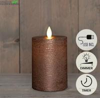 Stompkaars rustiek wax bewegende vlam 10x7,5 cm brons - Annas collection