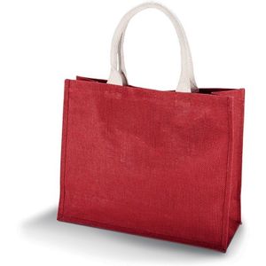 Jute rode shopper/boodschappen tas 42 cm