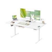 In hoogte verstelbaar bureau met lade en usb poort, wolkenwit / 160 x 80 cm