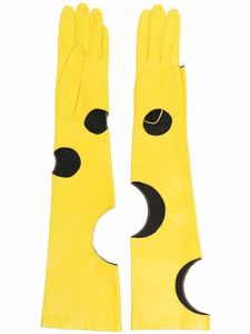 Manokhi gants en cuir à découpes - Jaune