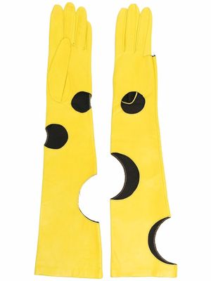 Manokhi gants en cuir à découpes - Jaune