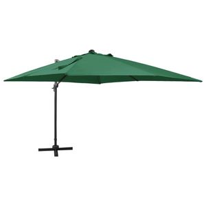 Zweefparasol met paal en LED-verlichting 300 cm groen