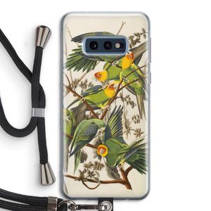 Carolinaparkiet: Samsung Galaxy S10e Transparant Hoesje met koord