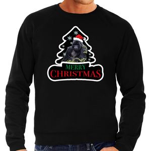 Dieren kersttrui gorilla zwart heren - Foute gorilla apen kerstsweater