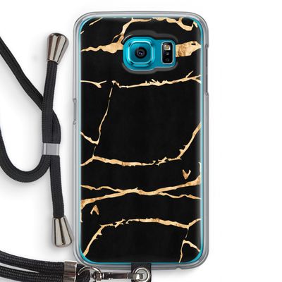 Gouden marmer: Samsung Galaxy S6 Transparant Hoesje met koord