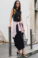 Asymmetrische bloemenjurk - BLACK - XS