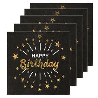 Verjaardag feest servetten happy birthday - 50x - goud - 33 x 33 cm