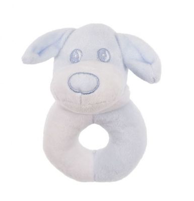 Soft Touch rammelaar puppy 12 cm wit/blauw