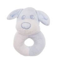 Soft Touch rammelaar puppy 12 cm wit/blauw - thumbnail
