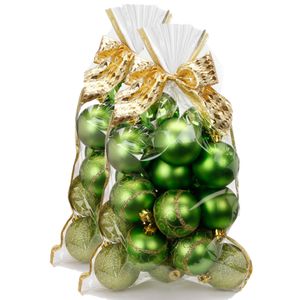 40x stuks kunststof kerstballen groen mix 6 cm in giftbag