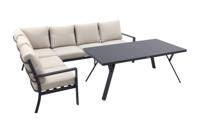 Sergio lounge dining set 3-delig - Links - Carbon black/Desert