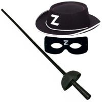 Faram Zorro verkleedset - zwart masker - hoed - sabel zwaard voor kinderen