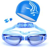 High-Definition waterdichte mist bestendige zwembrillen met badmuts (blauw)