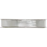1x Zilveren satijnlinten metallic glans op rol 9 mm x 25 meter cadeaulint verpakkingsmateriaal   -