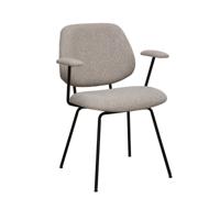 LABEL51 Eetkamerstoel Loreto - Naturel - Royal Boucle - Zwart Metalen Frame