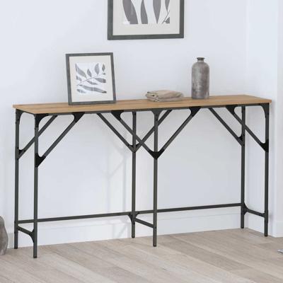Wandtafel artisanaal eikenkleurig 140 x 29 x 75 cm Bewerkt hout
