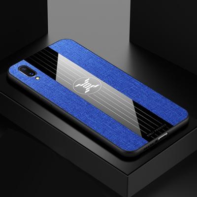 Voor vivo X21 UD XINLI stiksels doek textuur schokbestendig TPU beschermhoes (blauw)