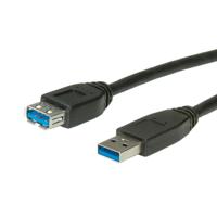 ROLINE USB 3.2 Gen 1 Kabel, type A-A, M/F, zwart, 0,8 m