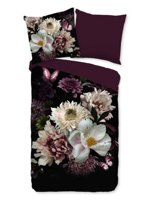 Pure Dekbedovertrek "bloemen" - Bordeaux - (135x200 cm) - Microfiber