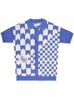 Rhude Geruit poloshirt - Blauw - thumbnail