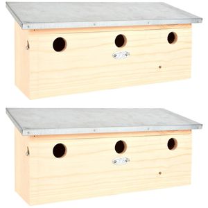 2x Houten vogelhuisjes/nestkastjes mus/mussen 46.8 cm