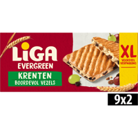 LiGA Evergreen Koekjes Krenten Voordeelverpakking 9 x 2 Stuks 337,5g bij Jumbo