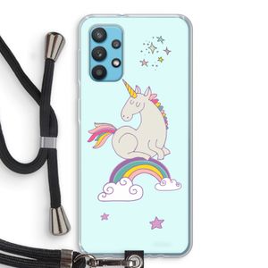 Regenboog eenhoorn: Samsung Galaxy A32 4G Transparant Hoesje met koord