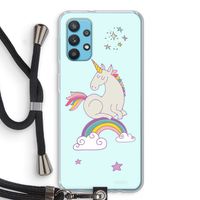 Regenboog eenhoorn: Samsung Galaxy A32 4G Transparant Hoesje met koord