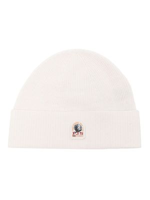 Parajumpers bonnet en maille nervurée à patch logo - Blanc