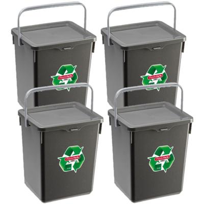 Plasticforte Opbergbox - 4x stuks - kunststof - met deksel - grijs - 5 L