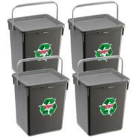 Plasticforte Opbergbox - 4x stuks - kunststof - met deksel - grijs - 5 L
