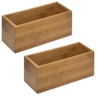 Opbergbox - 2x - voor sieraden/make-up - 23 x 9,5 cm - bamboe hout - nagellak box - sieraden box - h