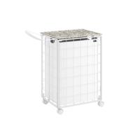 Wasmand 110 L met deksel inktzwart en leigrijs, Wolk wit / 90L (46 x 33 x 65 cm)