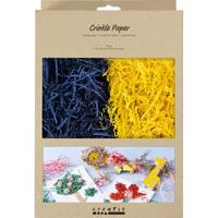 Creativ Company Crinkle papier, l: 25-30 cm, b: 3 mm, donkerblauw, geel, 2x50 gr/ 1 doos