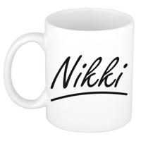 Nikki Naam koffiemok - beker - met sierlijke letters - wit - 300 ml - Cadeau - Dames