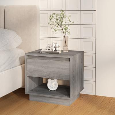 Nachtkastje 45x34x44 cm bewerkt hout grijs sonoma eikenkleurig