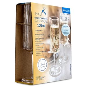 Koziol Champagneglazen - onbreekbaar - Superglas 100 ml - 2 Stuks