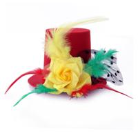 Verkleed - mini - hoge hoed - rood/geel/groen - voor dames - Carnaval/feest thema