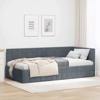 Hoekbedframe met hoofdeinde Donkergrijs 90 x 200 cm Fluweel