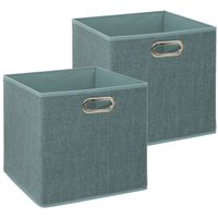 Set van 2x opbergmand 29 liter ijsblauw linnen 31 x 31 x 31 cm