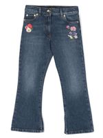 Dolce & Gabbana Kids jean à fleurs brodées - Bleu